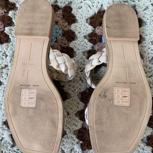 Dolce Vita Square Toe Braided Leather Sandals Flats - Picture 6 of 6